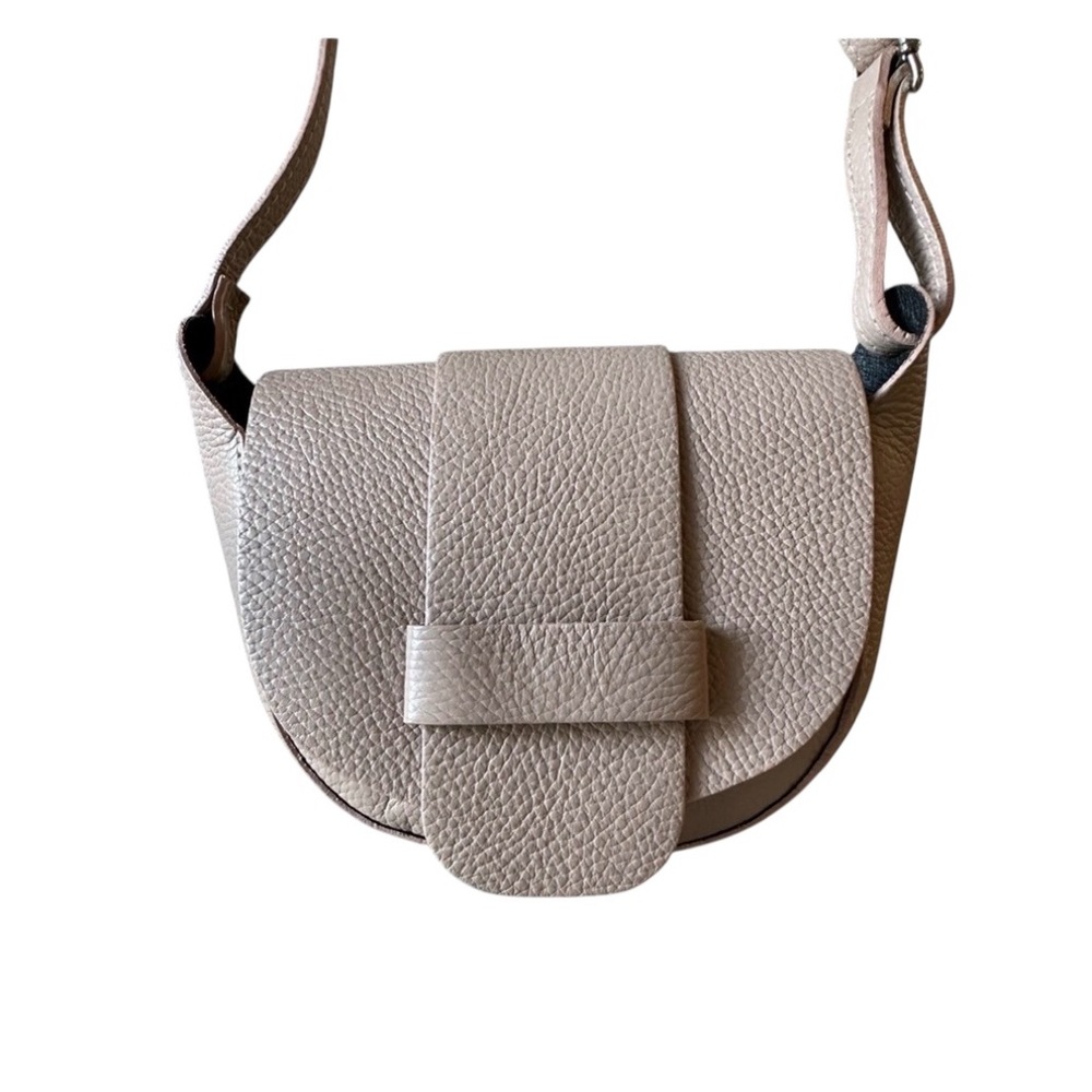 Genuine Leather Crossflap Lightweight Crossbody Dusty Rose Bag Made in Italy